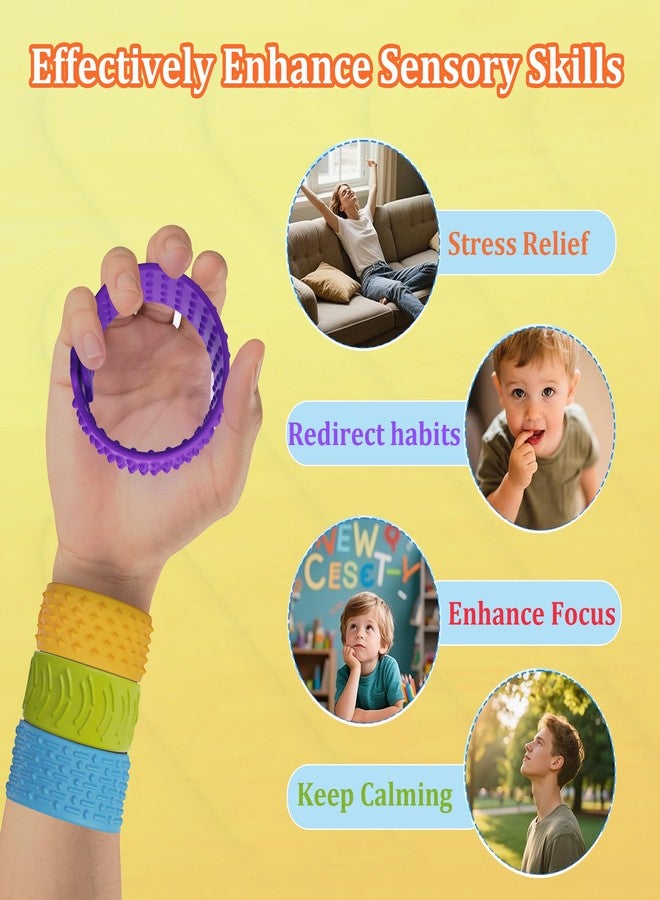 Tendry Sensory Slap Bracelets Fidget Toys for Adults & Kids, 6 Pack Textured Silicone Anxiety Relief Items for Autism ADHD, Fidgets for Classroom Calm Down Corner Supplies, Stocking Stuffers for Teen Gift. - Image 5